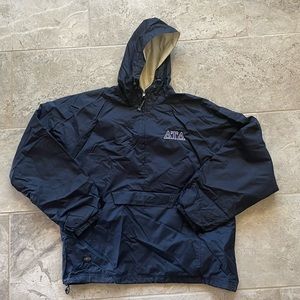 Charles River Navy Delta Tau Delta Fleece-Lined Rain Jacket, Large